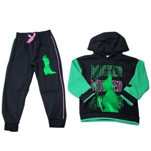 Wicked Elphaba Character Girls 2-Piece Fleece Set, Size 4/5, Hoodie & Pants, New